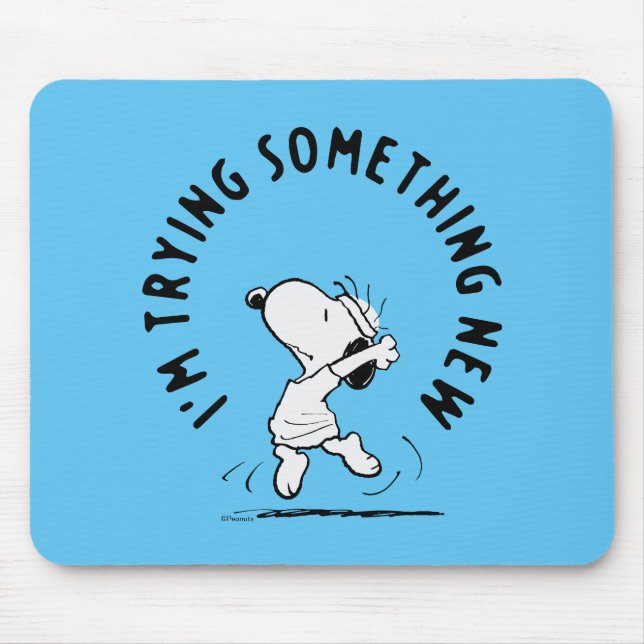 Peanuts | Snoopy Trying Something New Mouse Mat (Front)