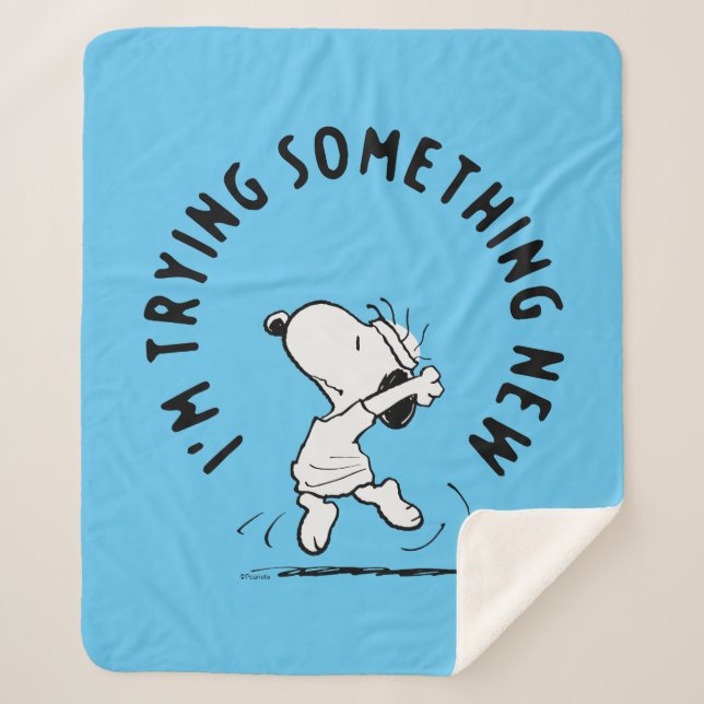 Peanuts | Snoopy Trying Something New Sherpa Blanket (Front)