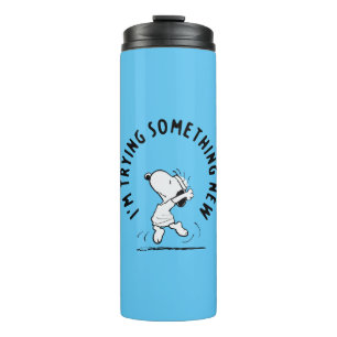 Peanuts   Snoopy Trying Something New Thermal Tumbler
