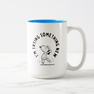 Peanuts Snoopy Trying Something New Two-Tone Coffee Mug