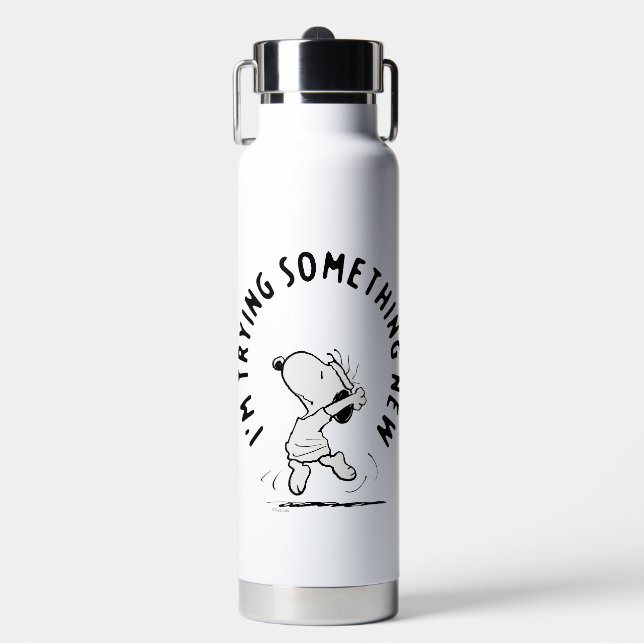 Peanuts | Snoopy Trying Something New Water Bottle (Front)