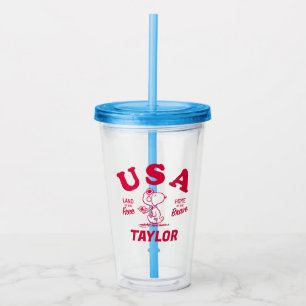 Peanuts Snoopy USA Land of the Free Acrylic Tumbler