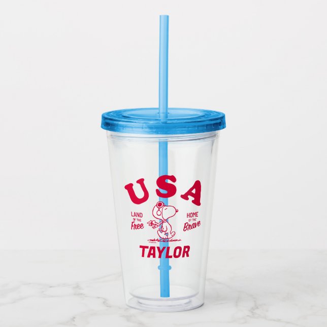 Peanuts | Snoopy USA Land of the Free Acrylic Tumbler (Front)