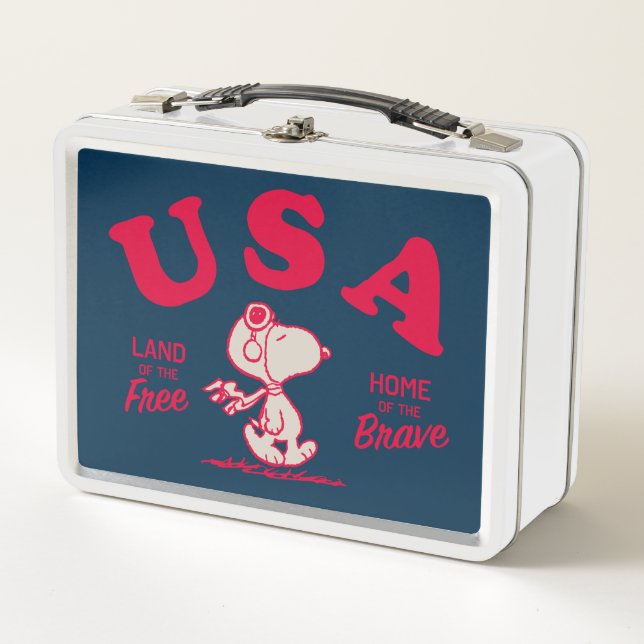 Peanuts | Snoopy USA Land of the Free Metal Lunch Box (Front)