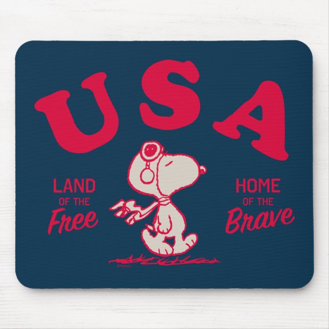 Peanuts | Snoopy USA Land of the Free Mouse Mat (Front)