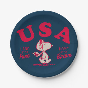 Peanuts   Snoopy USA Land of the Free Paper Plate