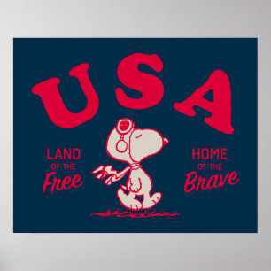 Peanuts Snoopy USA Land of the Free Poster