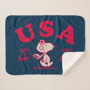 Peanuts   Snoopy USA Land of the Free Sherpa Blanket