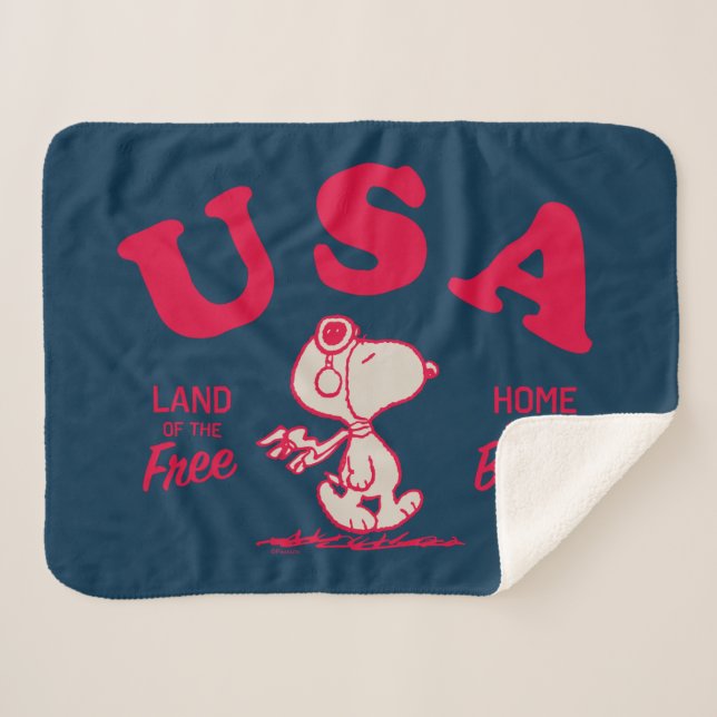 Peanuts | Snoopy USA Land of the Free Sherpa Blanket (Front (Horizontal))