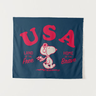Peanuts Snoopy USA Land of the Free Tapestry