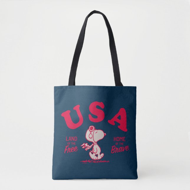 Peanuts | Snoopy USA Land of the Free Tote Bag (Front)