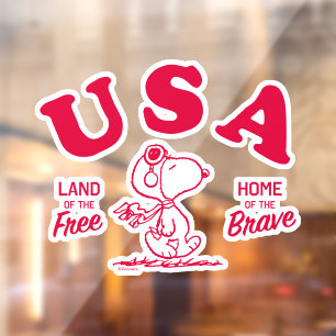 Peanuts   Snoopy USA Land of the Free Window Cling