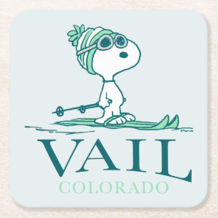 Peanuts   Snoopy Vail Colorado Square Paper Coaster