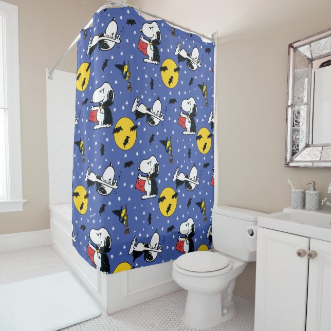 Peanuts | Snoopy Vampire Pattern Shower Curtain (In Situ)