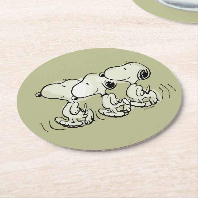 Peanuts | Snoopy Walking Tall Round Paper Coaster (Angled)