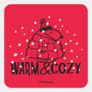Peanuts   Snoopy Warm & Cozy Square Sticker
