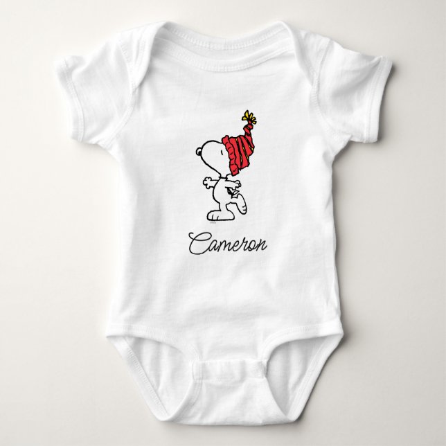 Peanuts | Snoopy Winter Beanie Cap Baby Bodysuit (Front)
