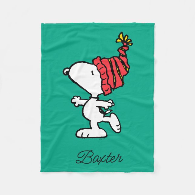 Peanuts | Snoopy Winter Beanie Cap Fleece Blanket (Front)