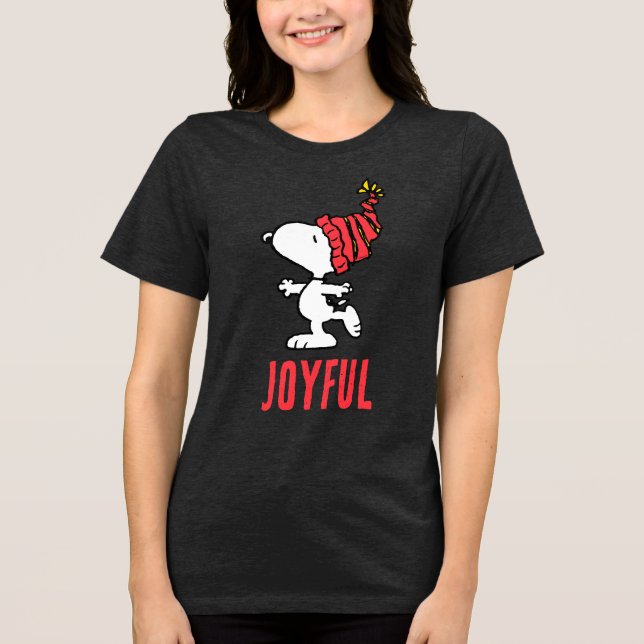 Peanuts | Snoopy Winter Beanie Cap Tri-Blend Shirt (Front)