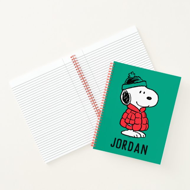 Peanuts | Snoopy Winter Coat & Hat | Add Your Name Notebook (Inside)