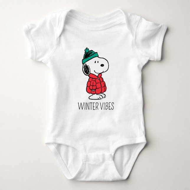 Peanuts | Snoopy Winter Coat & Hat Baby Bodysuit (Front)