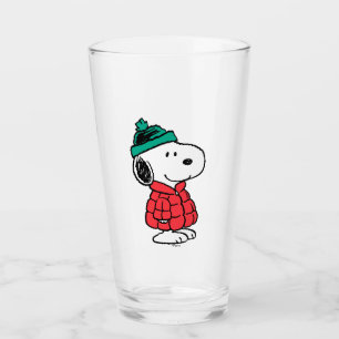 Peanuts Snoopy Winter Coat & Hat Glass