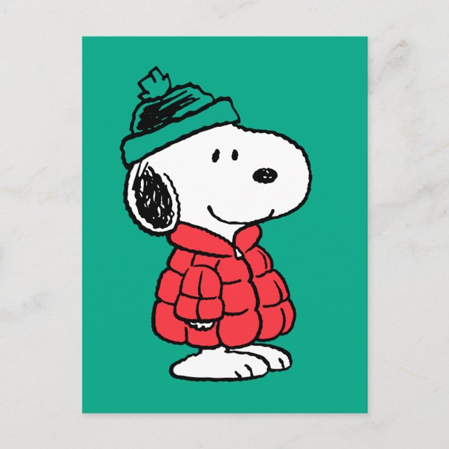 Peanuts | Snoopy Winter Coat & Hat Postcard (Front)
