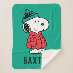 Peanuts   Snoopy Winter Coat & Hat Sherpa Blanket