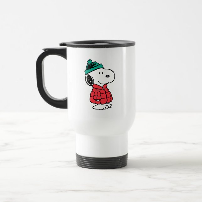 Peanuts | Snoopy Winter Coat & Hat Travel Mug (Left)