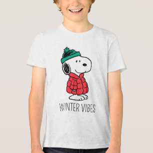 Peanuts   Snoopy Winter Coat & Hat Tri-Blend Shirt