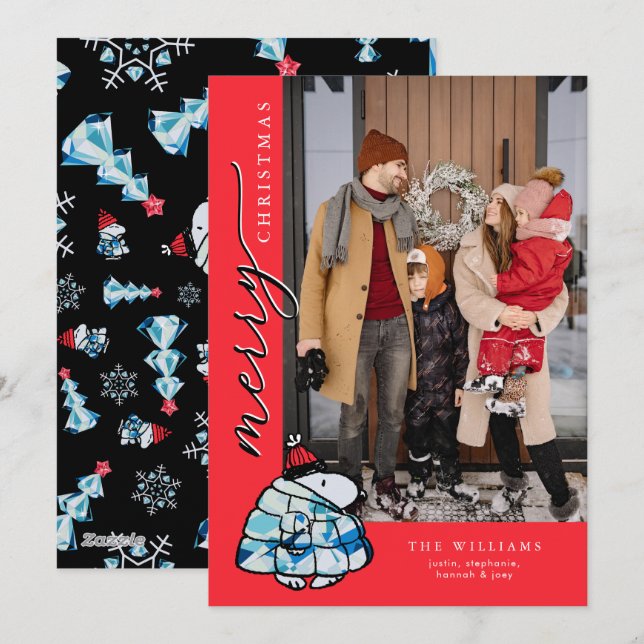 Peanuts Snoopy Winter Puffer Jack Holiday Card (Front/Back)