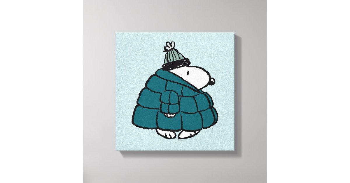 Peanuts | Snoopy Winter Puffer Jacket Canvas Print | Zazzle