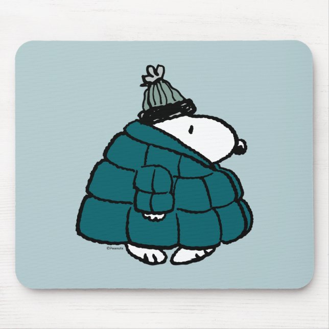 Peanuts | Snoopy Winter Puffer Jacket Mouse Mat (Front)