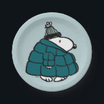 Peanuts | Snoopy Winter Puffer Jacket Paper Plate<br><div class="desc">Check out this fun Peanuts design featuring Snoopy.</div>