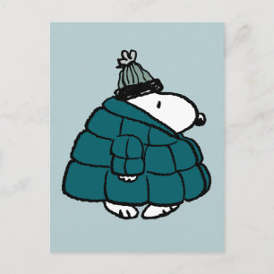 Peanuts   Snoopy Winter Puffer Jacket Postcard