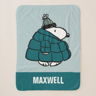Peanuts Snoopy Winter Puffer Jacket Sherpa Blanket