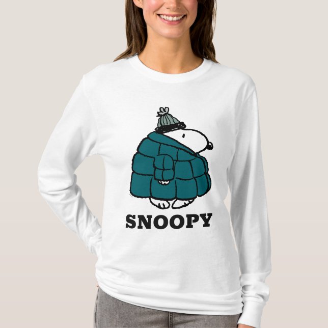 Peanuts | Snoopy Winter Puffer Jacket T-Shirt (Front)