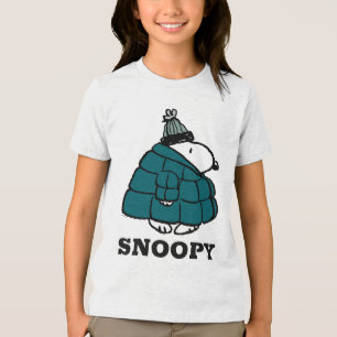 Peanuts   Snoopy Winter Puffer Jacket Tri-Blend Shirt