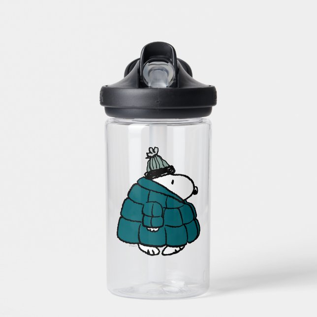 Peanuts | Snoopy Winter Puffy Jacket Water Bottle (Front)