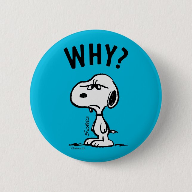 Peanuts | Snoopy Wonders Why? 6 Cm Round Badge (Front)