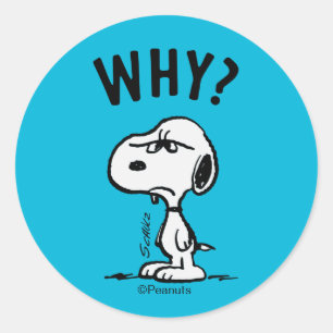 Peanuts   Snoopy Wonders Why? Classic Round Sticker