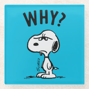 Peanuts Snoopy Wonders Why? Glass Coaster