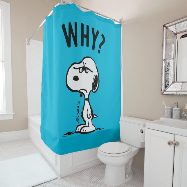 Peanuts | Snoopy Wonders Why? Shower Curtain (In Situ)