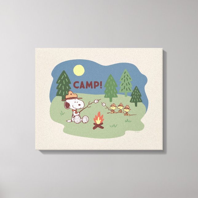 Peanuts | Snoopy & Woodstock at the Campfire Canvas Print (Front)