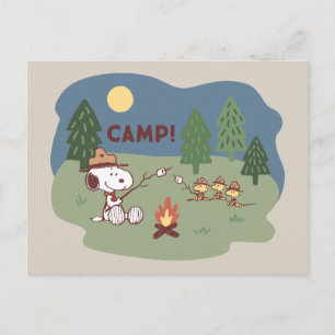 Peanuts   Snoopy & Woodstock at the Campfire Postcard