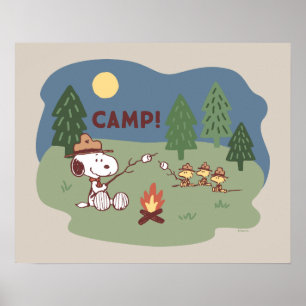 Peanuts Snoopy & Woodstock at the Campfire Poster