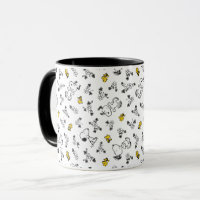 Peanuts | Snoopy & Woodstock B&W Flower Pattern