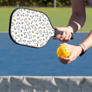 Peanuts   Snoopy & Woodstock B&W Flower Pattern Pickleball Paddle