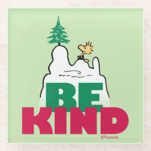 Peanuts Snoopy & Woodstock Be Kind Glass Coaster