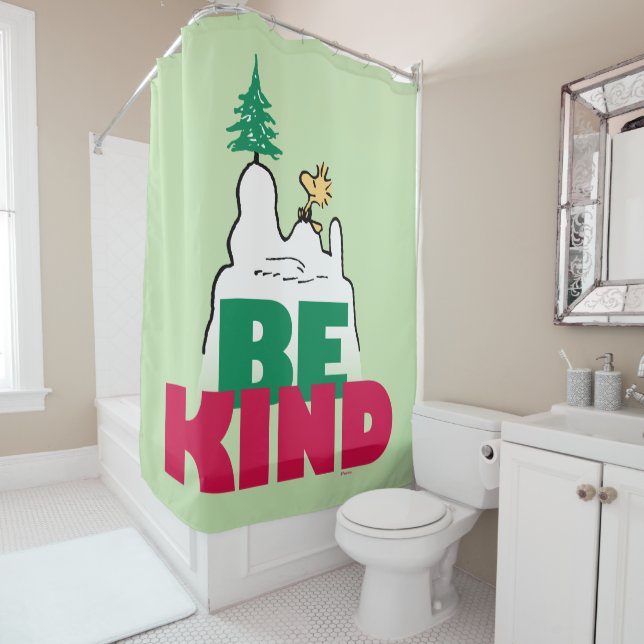 Peanuts | Snoopy & Woodstock Be Kind Shower Curtain (In Situ)